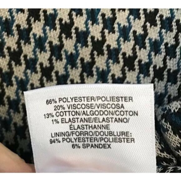 Anne Klein Skirt 16W Black Teal Houndstooth Straight Zipper Slit Work New - Picture 6 of 7